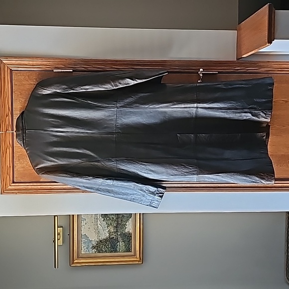 Leather Vintage Long Trench Coat - Picture 8 of 13